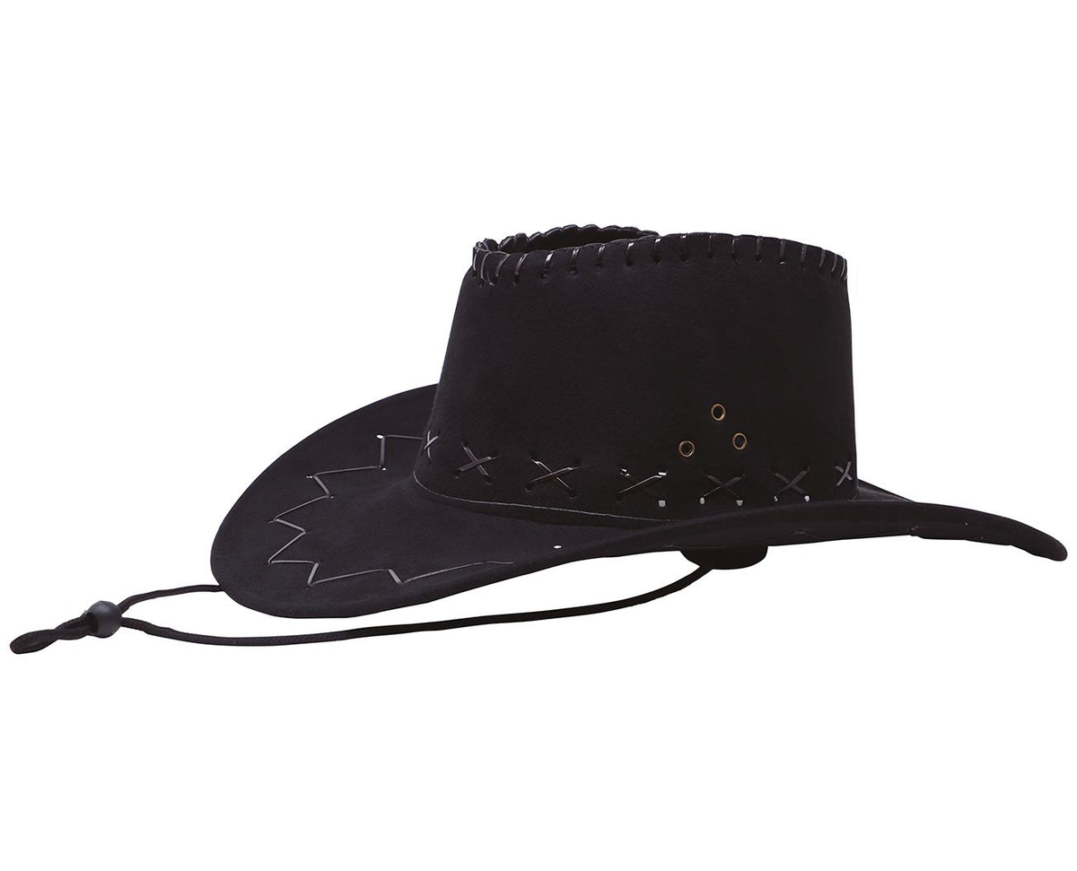 Faux Leather Cowboy Hat - Black