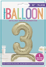 Air Fill Giant Standing Foil Balloon - Gold Number 3