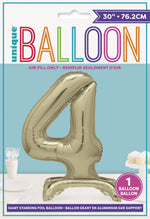 Air Fill Giant Standing Foil Balloon - Gold Number 4