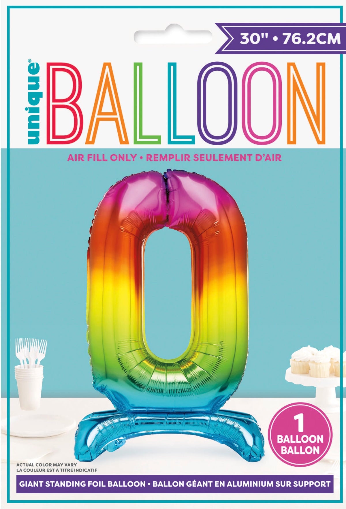 Air Fill Giant Standing Foil Balloon - Rainbow Number 0