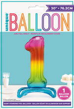 Air Fill Giant Standing Foil Balloon - Rainbow Number 1