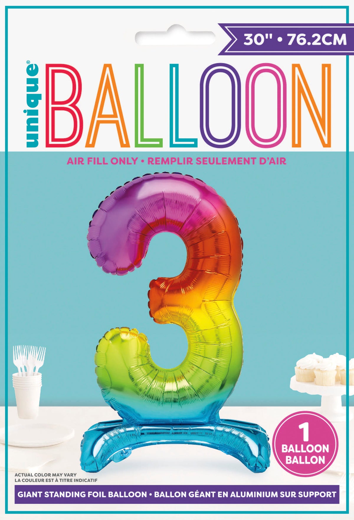 Air Fill Giant Standing Foil Balloon - Rainbow Number 3