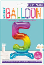 Air Fill Giant Standing Foil Balloon - Rainbow Number 5