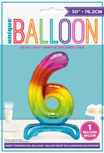 Air Fill Giant Standing Foil Balloon - Rainbow Number 6