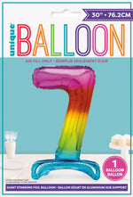 Air Fill Giant Standing Foil Balloon - Rainbow Number 7