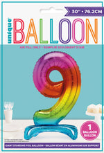 Air Fill Giant Standing Foil Balloon - Rainbow Number 9