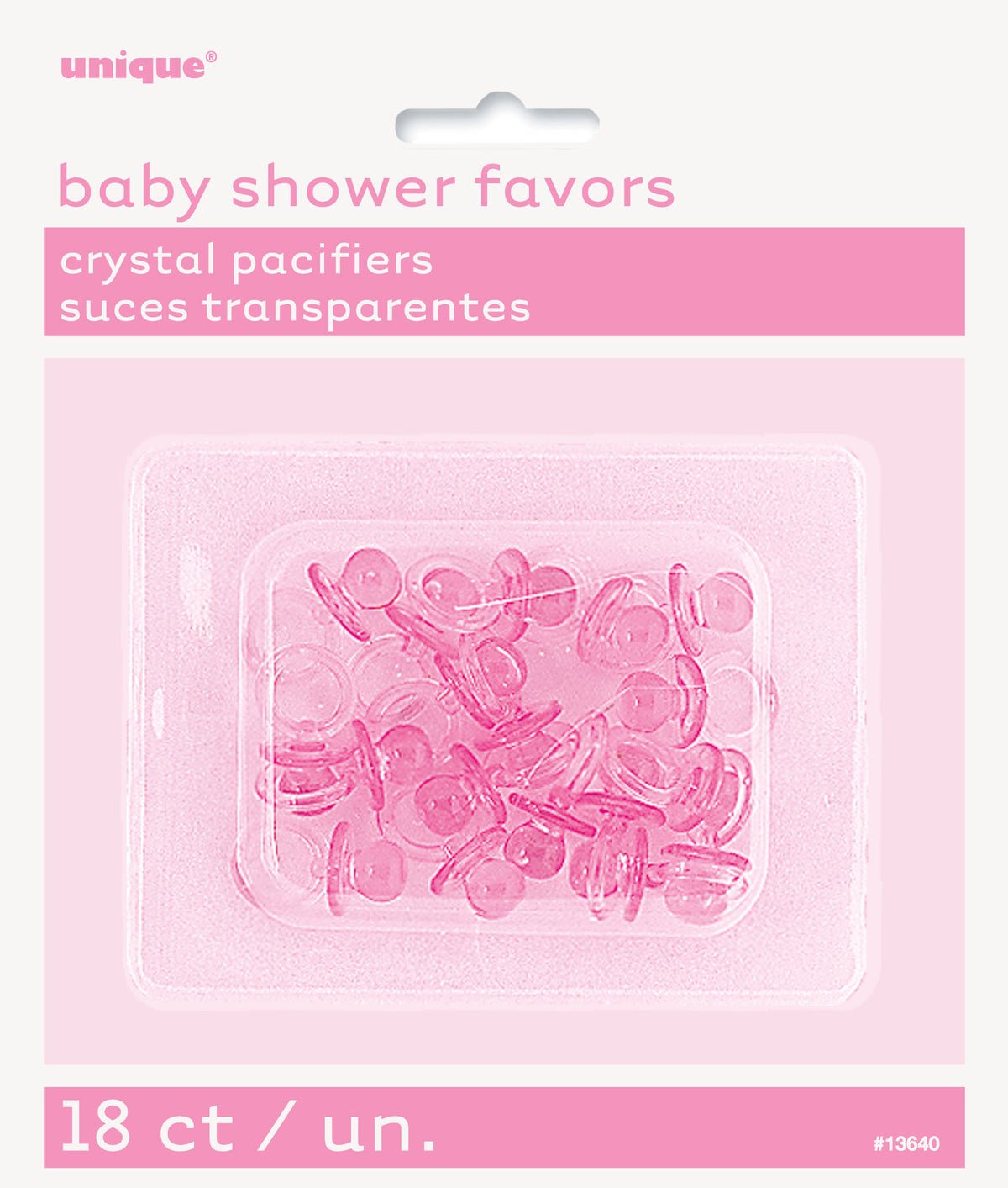 Pink Crystal Pacifier Favors - 18pk