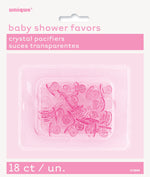 Pink Crystal Pacifier Favors - 18pk