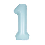 Matte Powder Blue Number 1 Foil Balloon 34"