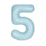 Matte Powder Blue Number 5 Foil Balloon 34"