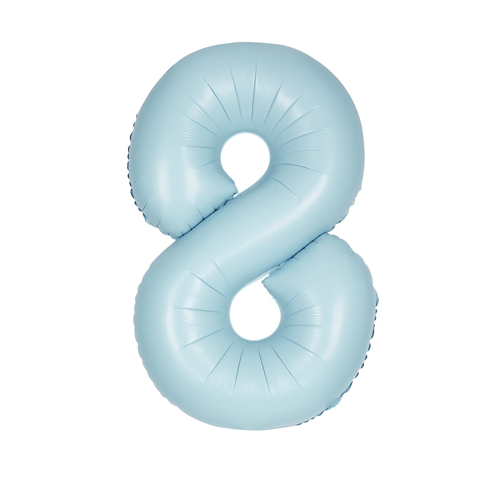 Matte Powder Blue Number 8 Foil Balloon 34"