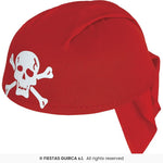 Red Pirate Hat With Skull & Cross Bone Detail