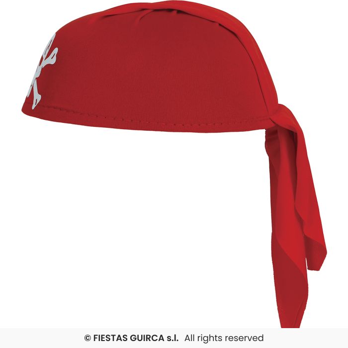 Red Pirate Hat With Skull & Cross Bone Detail