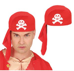 Red Pirate Hat With Skull & Cross Bone Detail