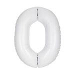 Matte White Number 0 Foil Balloon 34"