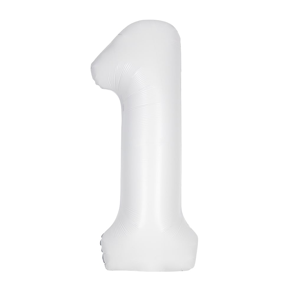 Matte White Number 1 Foil Balloon 34"