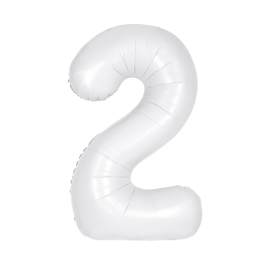 Matte White Number 2 Foil Balloon 34"