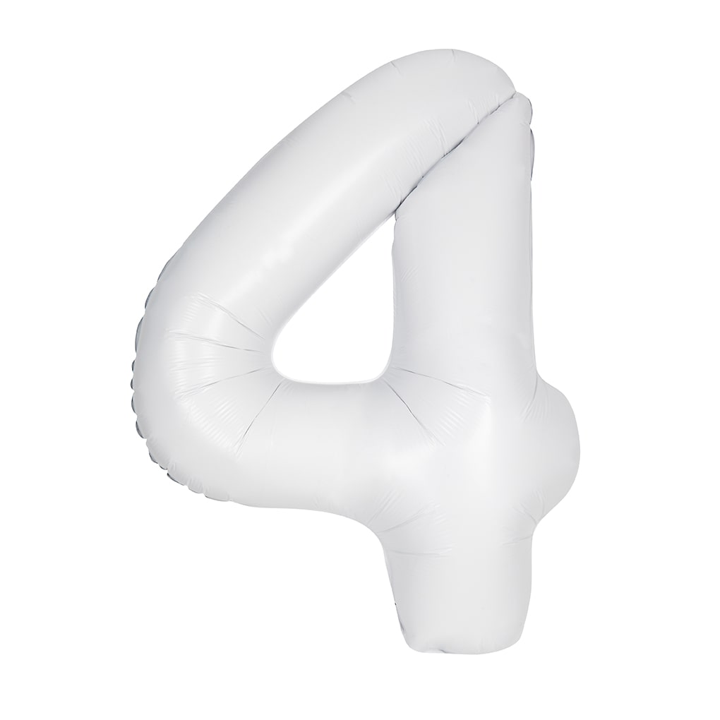 Matte White Number 4 Foil Balloon 34"