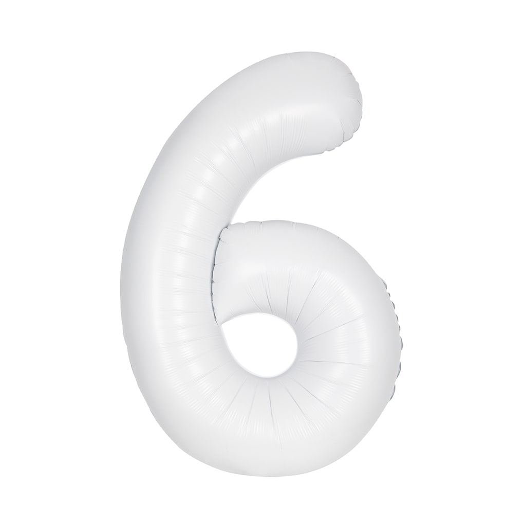 Matte White Number 6 Foil Balloon 34"