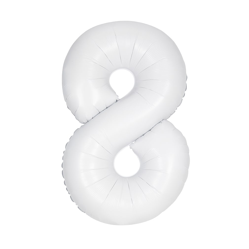 Matte White Number 8 Foil Balloon 34"