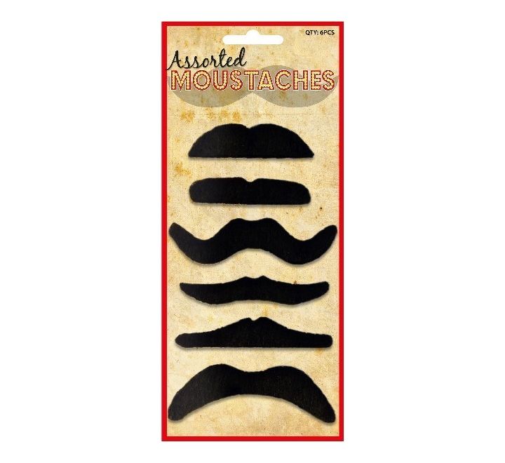 6PC STYLES BLACK MOUSTACHES