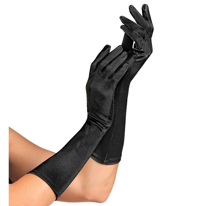 Satin Elastane Gloves Black