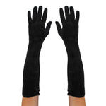 Adults Long Black Velour Gloves