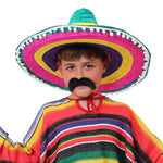 Multi Coloured Children's Mexican Sombrero with Pom Pom Edging