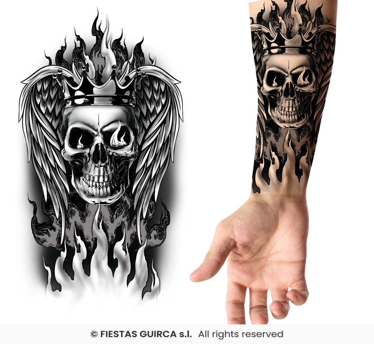 Fiery Skull Tattoo, 14x30 cm