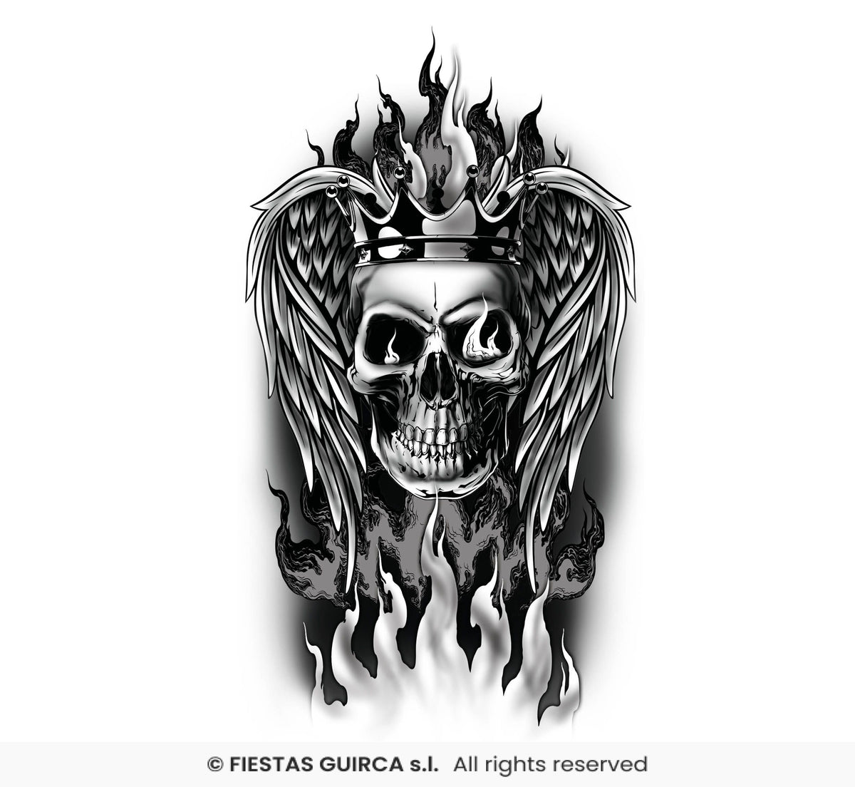 Fiery Skull Tattoo, 14x30 cm