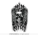 Fiery Skull Tattoo, 14x30 cm