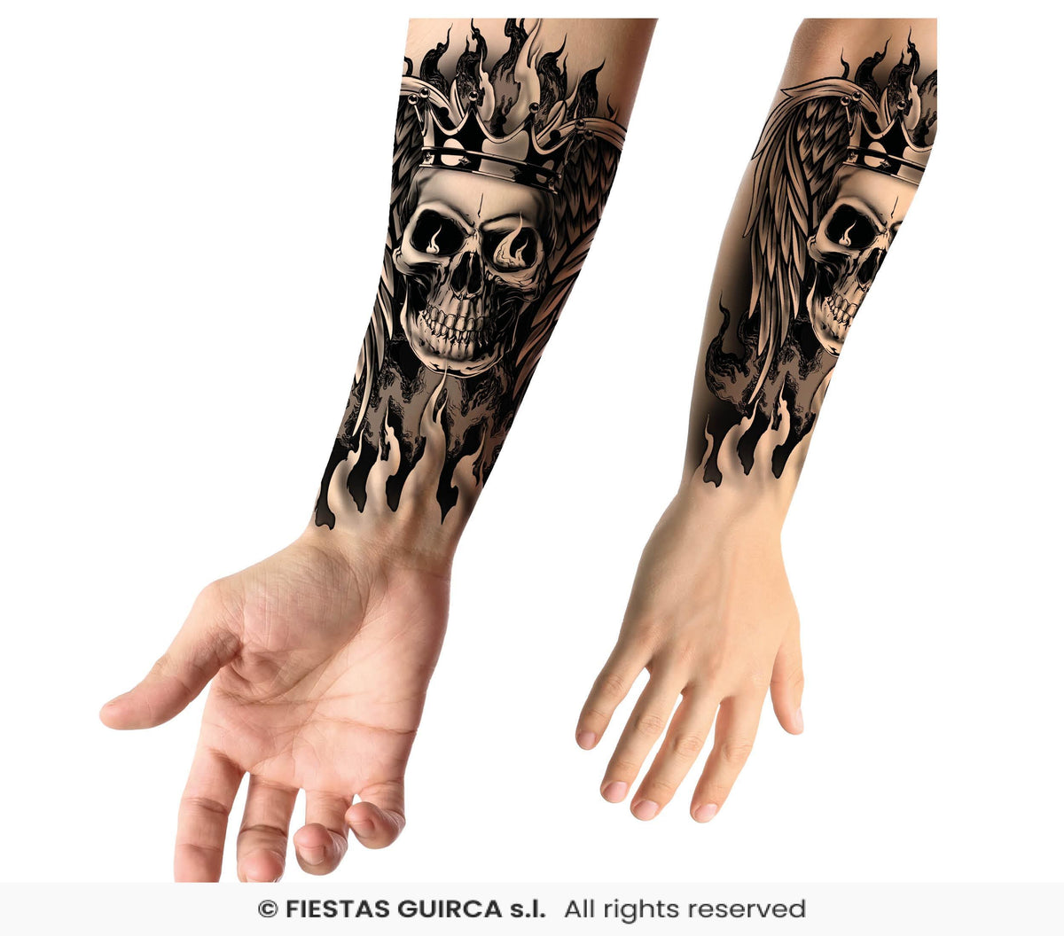 Fiery Skull Tattoo, 14x30 cm