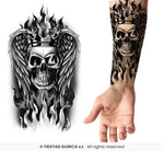 Fiery Skull Tattoo, 14x30 cm
