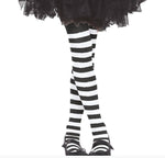 Children's White & Black Striped Tights