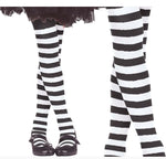 Children's White & Black Striped Tights