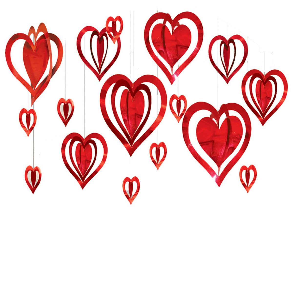 Valentine's Day 3D Foil Heart Decorations - 16pk