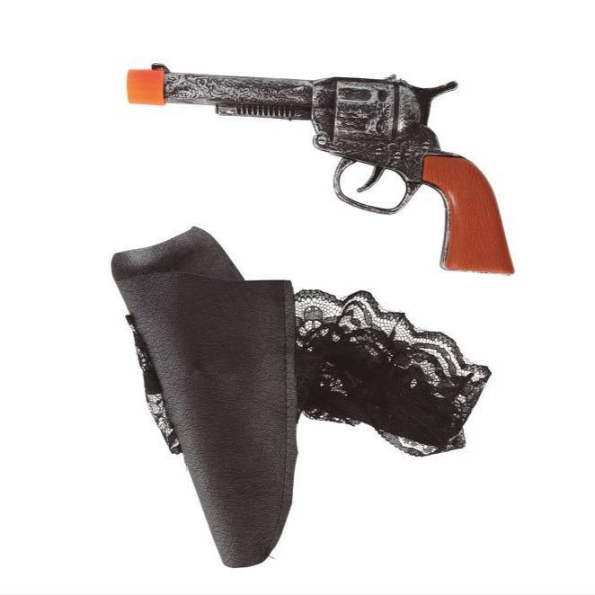 Black Lace Suspender with Gun 18cms