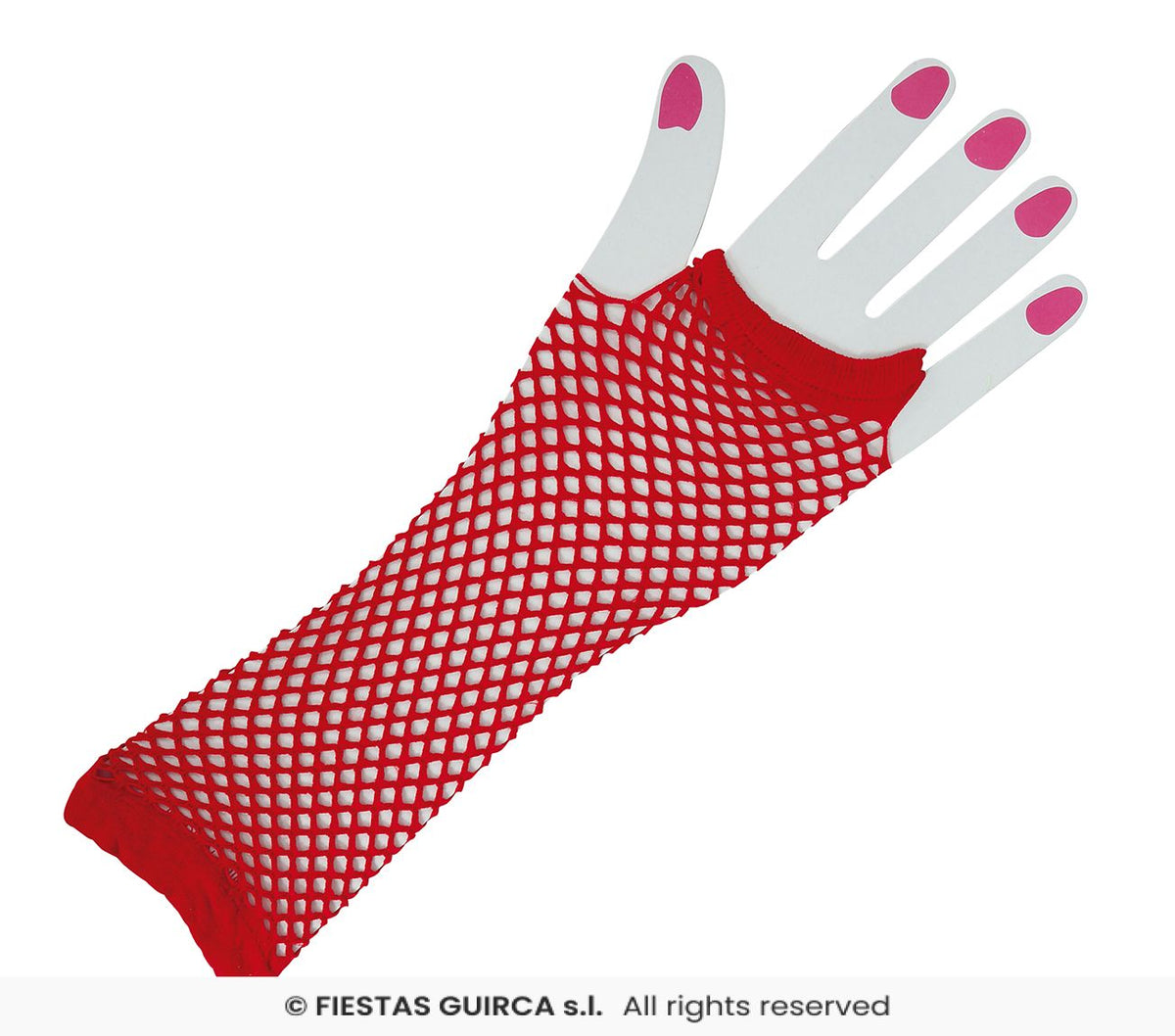 Red - Long fishnet Gloves
