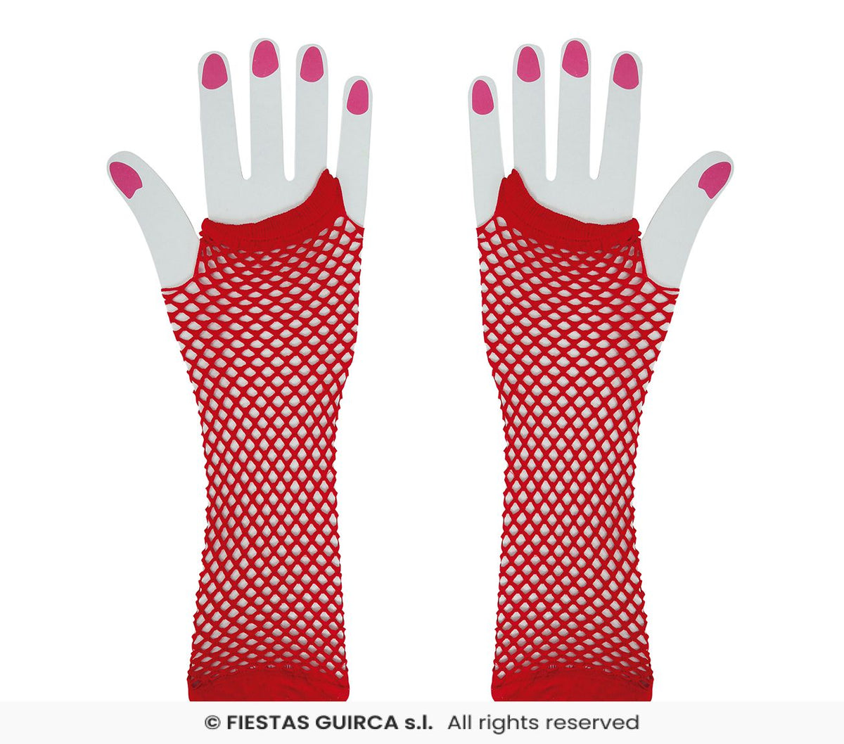 Red - Long fishnet Gloves