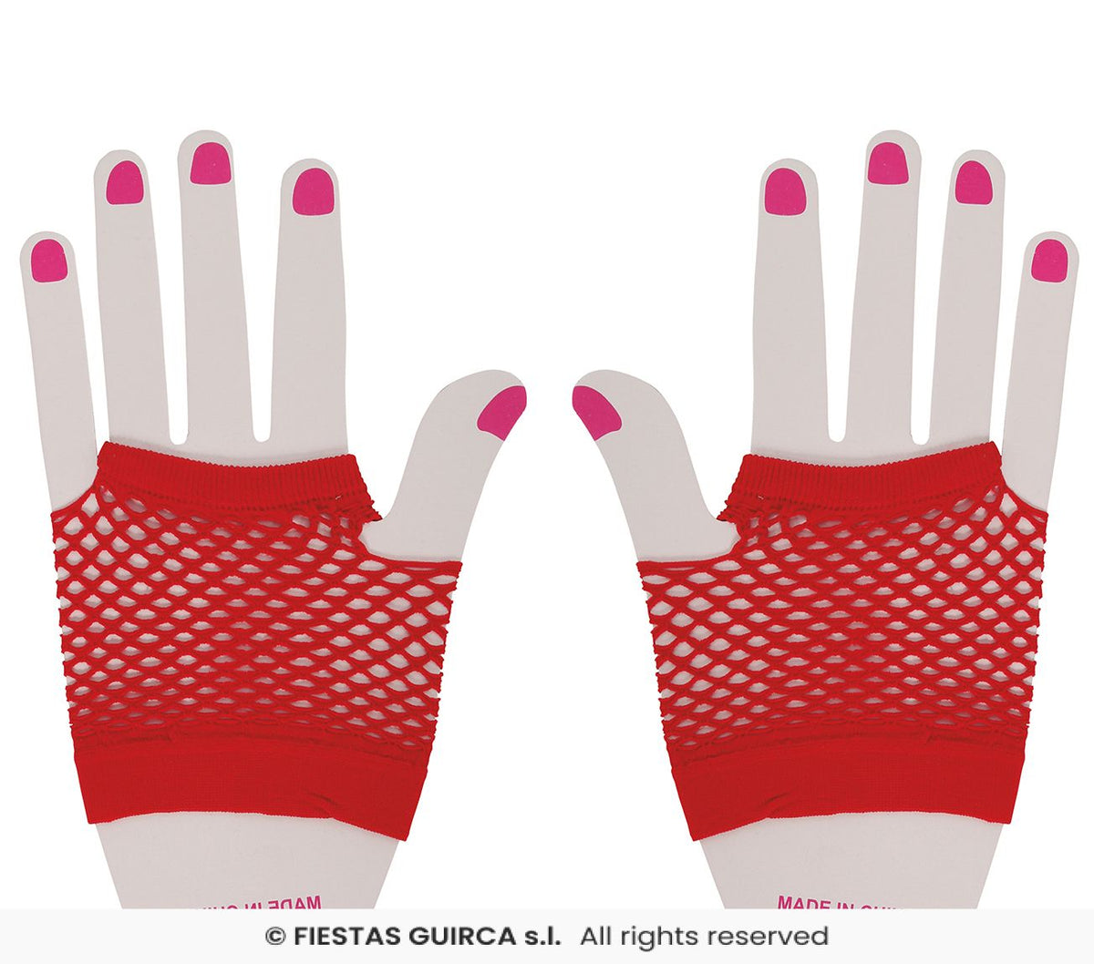 Red - Short 11cm Fishnet Gloves
