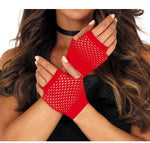 Red - Short 11cm Fishnet Gloves