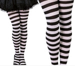 Adult Ladies White & Black Striped Tights