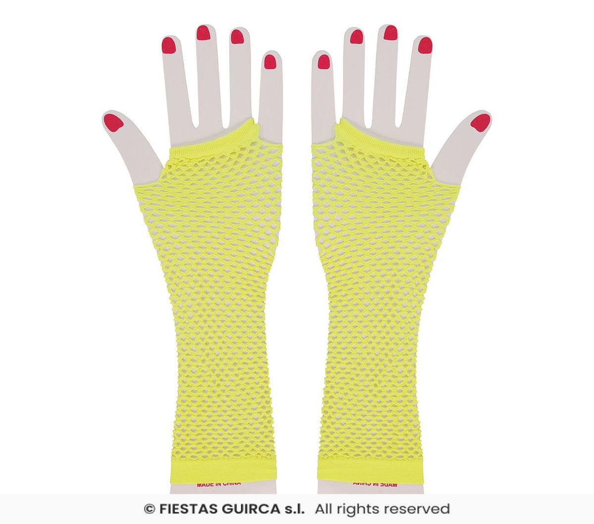 Yellow - Long fishnet Gloves