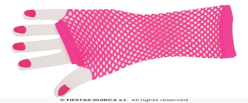 80's Neon Pink - Long fishnet Gloves