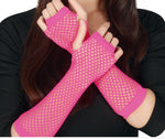 80's Neon Pink - Long fishnet Gloves