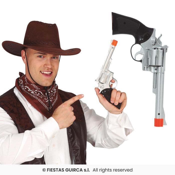 Silver Cowboy Gun 32cms