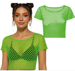 80's Neon Green Fishnet T-Shirt - Onesize