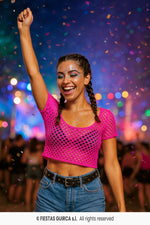 80's Neon Pink Fishnet T-Shirt - Onesize