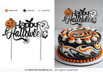 Happy Halloween Glitter Ghosts & Pumpkin Cake Topper - 16x24 cm