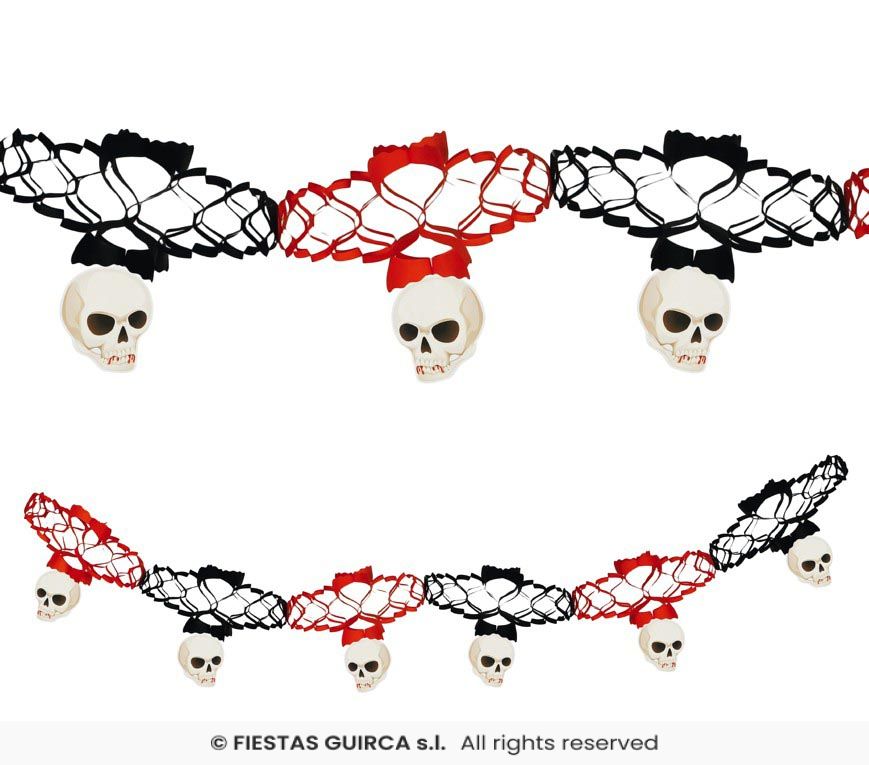 Skulls Black & Orange Garland 15x200cm